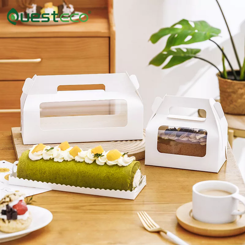 ハンドル付きスイスロールケーキボックス